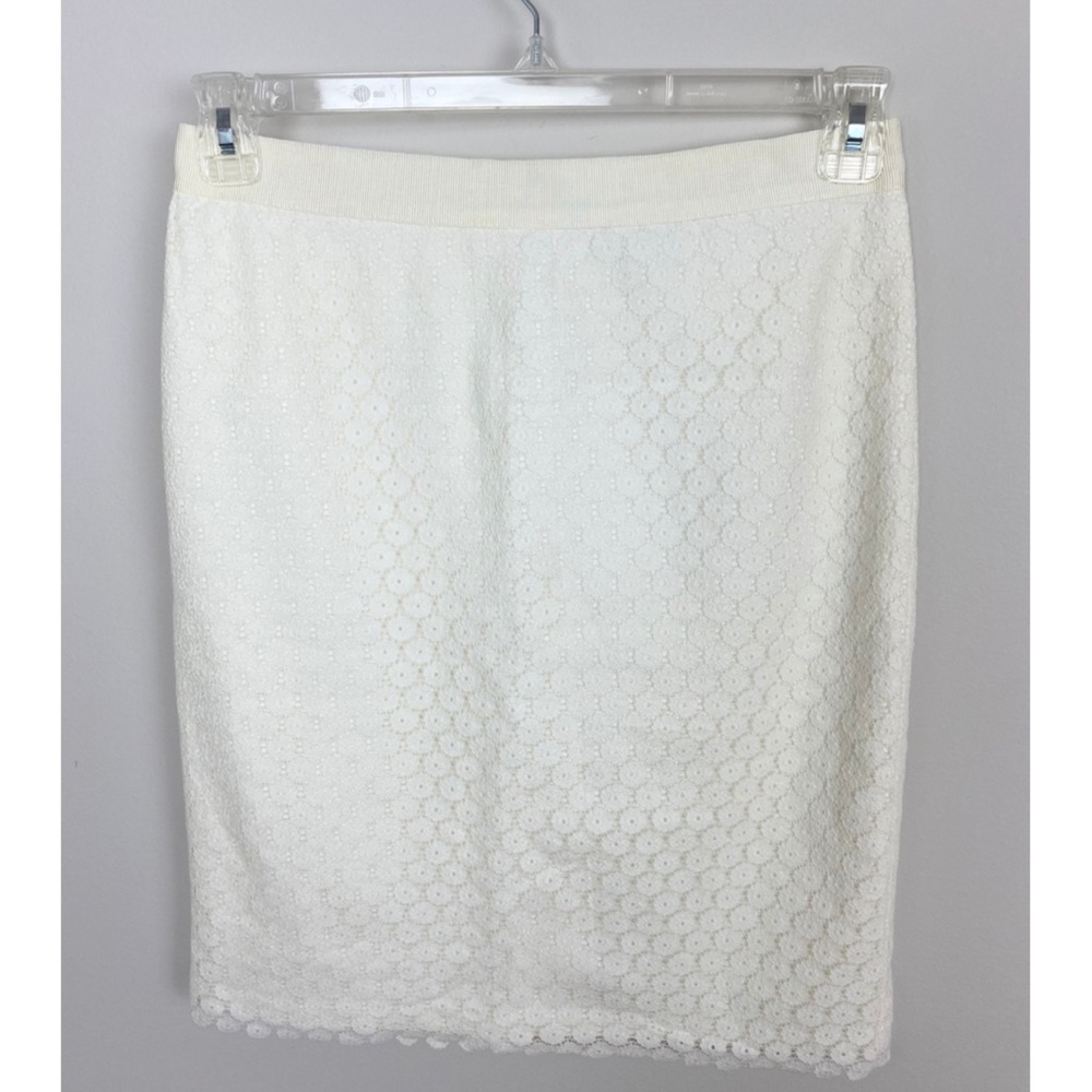 NWT LOFT Eyelet Pencil Skirt, White, Size 4, New With Tags